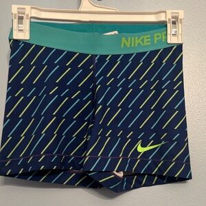Nike Pro Navy and Teal Patterned Shorts